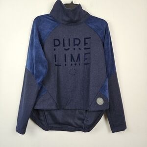 PURE LIME Women's athletic Turtleneck Top Mesh Lining Navy Size US 8/10